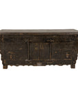 Low Kang Carved Sideboard with Brown Distressed Finish and Two Small Doors-20. Asian & Chinese Furniture, Art, Antiques, Vintage Home Décor for sale at FEA Home