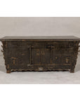 Low Kang Carved Sideboard with Brown Distressed Finish and Two Small Doors-3. Asian & Chinese Furniture, Art, Antiques, Vintage Home Décor for sale at FEA Home