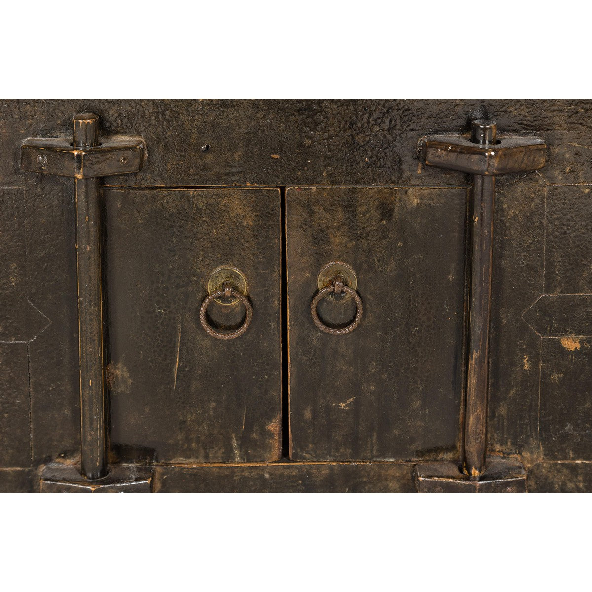Low Kang Carved Sideboard with Brown Distressed Finish and Two Small Doors-6. Asian & Chinese Furniture, Art, Antiques, Vintage Home Décor for sale at FEA Home