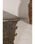 Low Kang Carved Sideboard with Brown Distressed Finish and Two Small Doors-8. Asian & Chinese Furniture, Art, Antiques, Vintage Home Décor for sale at FEA Home