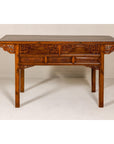 Vintage Chinese Carved Wood Console Table with Drawers-11. Asian & Chinese Furniture, Art, Antiques, Vintage Home Décor for sale at FEA Home