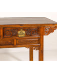 Vintage Chinese Carved Wood Console Table with Drawers-4. Asian & Chinese Furniture, Art, Antiques, Vintage Home Décor for sale at FEA Home