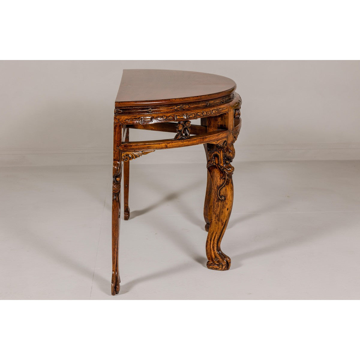 19th Century Wooden Demilune Table with Carved Mythical Creatures-13. Asian & Chinese Furniture, Art, Antiques, Vintage Home Décor for sale at FEA Home