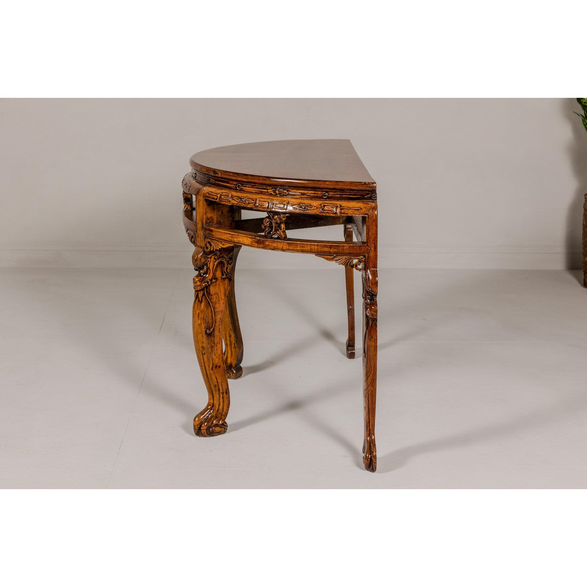 19th Century Wooden Demilune Table with Carved Mythical Creatures-15. Asian & Chinese Furniture, Art, Antiques, Vintage Home Décor for sale at FEA Home