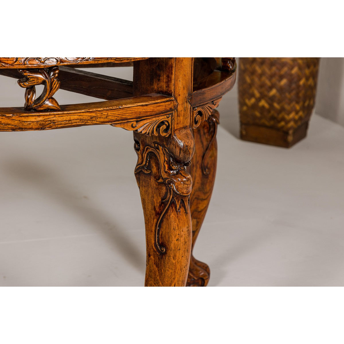 19th Century Wooden Demilune Table with Carved Mythical Creatures-16. Asian & Chinese Furniture, Art, Antiques, Vintage Home Décor for sale at FEA Home