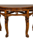 19th Century Wooden Demilune Table with Carved Mythical Creatures-1. Asian & Chinese Furniture, Art, Antiques, Vintage Home Décor for sale at FEA Home
