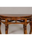 19th Century Wooden Demilune Table with Carved Mythical Creatures-4. Asian & Chinese Furniture, Art, Antiques, Vintage Home Décor for sale at FEA Home