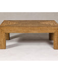 Country Style Midcentury Woven Rattan Light Brown Parsons Leg Coffee Table-12. Asian & Chinese Furniture, Art, Antiques, Vintage Home Décor for sale at FEA Home