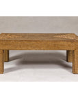 Country Style Midcentury Woven Rattan Light Brown Parsons Leg Coffee Table-3. Asian & Chinese Furniture, Art, Antiques, Vintage Home Décor for sale at FEA Home
