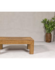 Country Style Midcentury Woven Rattan Light Brown Parsons Leg Coffee Table-4. Asian & Chinese Furniture, Art, Antiques, Vintage Home Décor for sale at FEA Home