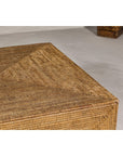 Country Style Midcentury Woven Rattan Light Brown Parsons Leg Coffee Table-8. Asian & Chinese Furniture, Art, Antiques, Vintage Home Décor for sale at FEA Home
