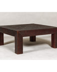 Midcentury Vintage Woven Rattan Dark Brown Parsons Leg Rattan Coffee Table-14. Asian & Chinese Furniture, Art, Antiques, Vintage Home Décor for sale at FEA Home