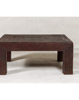 Midcentury Vintage Woven Rattan Dark Brown Parsons Leg Rattan Coffee Table-16. Asian & Chinese Furniture, Art, Antiques, Vintage Home Décor for sale at FEA Home