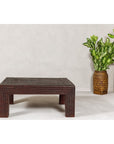 Midcentury Vintage Woven Rattan Dark Brown Parsons Leg Rattan Coffee Table-4. Asian & Chinese Furniture, Art, Antiques, Vintage Home Décor for sale at FEA Home