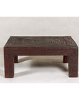 Midcentury Vintage Woven Rattan Dark Brown Parsons Leg Rattan Coffee Table-5. Asian & Chinese Furniture, Art, Antiques, Vintage Home Décor for sale at FEA Home