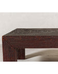 Midcentury Vintage Woven Rattan Dark Brown Parsons Leg Rattan Coffee Table-6. Asian & Chinese Furniture, Art, Antiques, Vintage Home Décor for sale at FEA Home