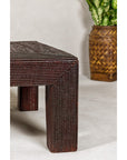 Midcentury Vintage Woven Rattan Dark Brown Parsons Leg Rattan Coffee Table-9. Asian & Chinese Furniture, Art, Antiques, Vintage Home Décor for sale at FEA Home