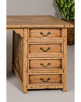 Teak Kneehole Desk with Eight Drawers and Custom Bleached Finish-13. Asian & Chinese Furniture, Art, Antiques, Vintage Home Décor for sale at FEA Home