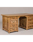 Teak Kneehole Desk with Eight Drawers and Custom Bleached Finish-7. Asian & Chinese Furniture, Art, Antiques, Vintage Home Décor for sale at FEA Home