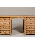 Teak Kneehole Desk with Eight Drawers and Custom Bleached Finish-5. Asian & Chinese Furniture, Art, Antiques, Vintage Home Décor for sale at FEA Home