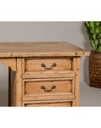 Teak Kneehole Desk with Eight Drawers and Custom Bleached Finish-9. Asian & Chinese Furniture, Art, Antiques, Vintage Home Décor for sale at FEA Home