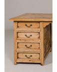 Teak Kneehole Desk with Eight Drawers and Custom Bleached Finish-12. Asian & Chinese Furniture, Art, Antiques, Vintage Home Décor for sale at FEA Home