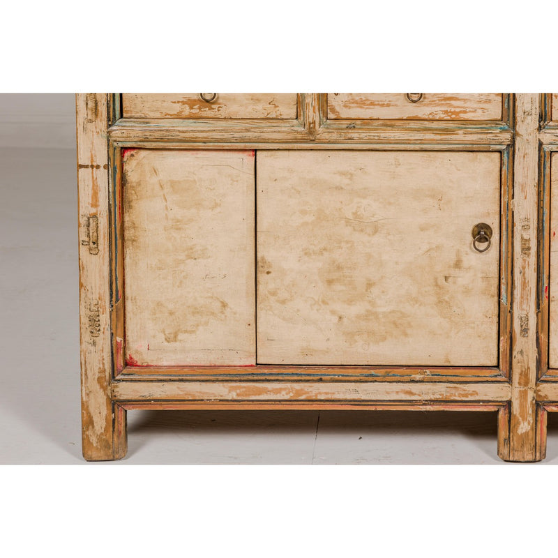 Painted Elm Rustic Sideboard with Two Doors, Four Drawers and Distressed Finish-YN7992-6. Asian & Chinese Furniture, Art, Antiques, Vintage Home Décor for sale at FEA Home