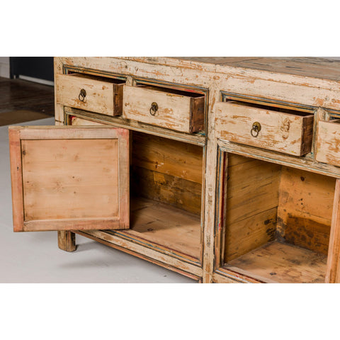 Painted Elm Rustic Sideboard with Two Doors, Four Drawers and Distressed Finish-YN7992-9. Asian & Chinese Furniture, Art, Antiques, Vintage Home Décor for sale at FEA Home