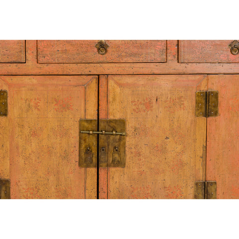 Qing Dynasty Painted Sideboard with Distressed Patina, Three Drawers, Two Doors-YN7994-10. Asian & Chinese Furniture, Art, Antiques, Vintage Home Décor for sale at FEA Home