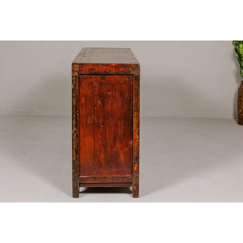 Qing Dynasty Painted Sideboard with Distressed Patina, Three Drawers, Two Doors-YN7994-15. Asian & Chinese Furniture, Art, Antiques, Vintage Home Décor for sale at FEA Home