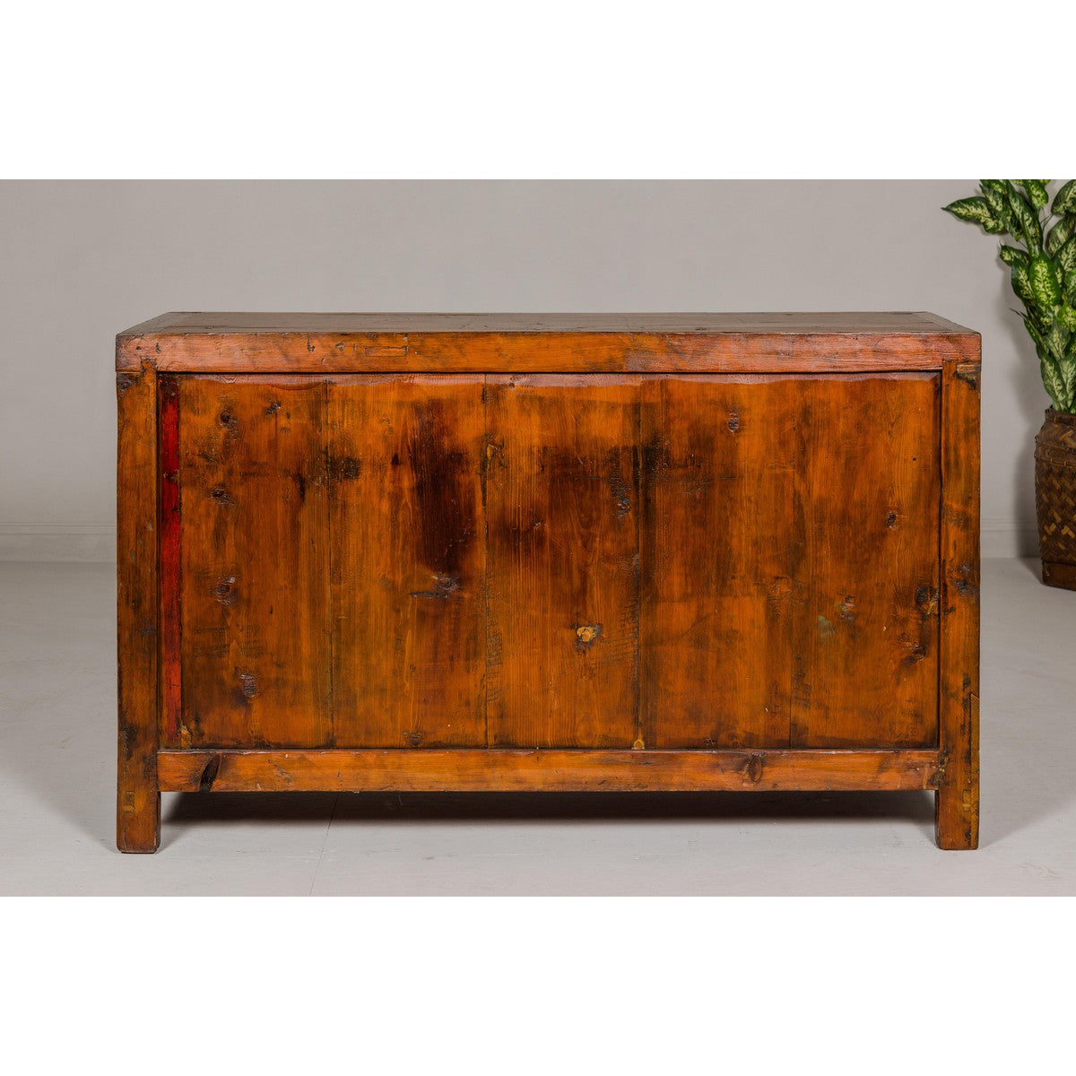 Qing Dynasty Painted Sideboard with Distressed Patina, Three Drawers, Two Doors-17. Asian & Chinese Furniture, Art, Antiques, Vintage Home Décor for sale at FEA Home