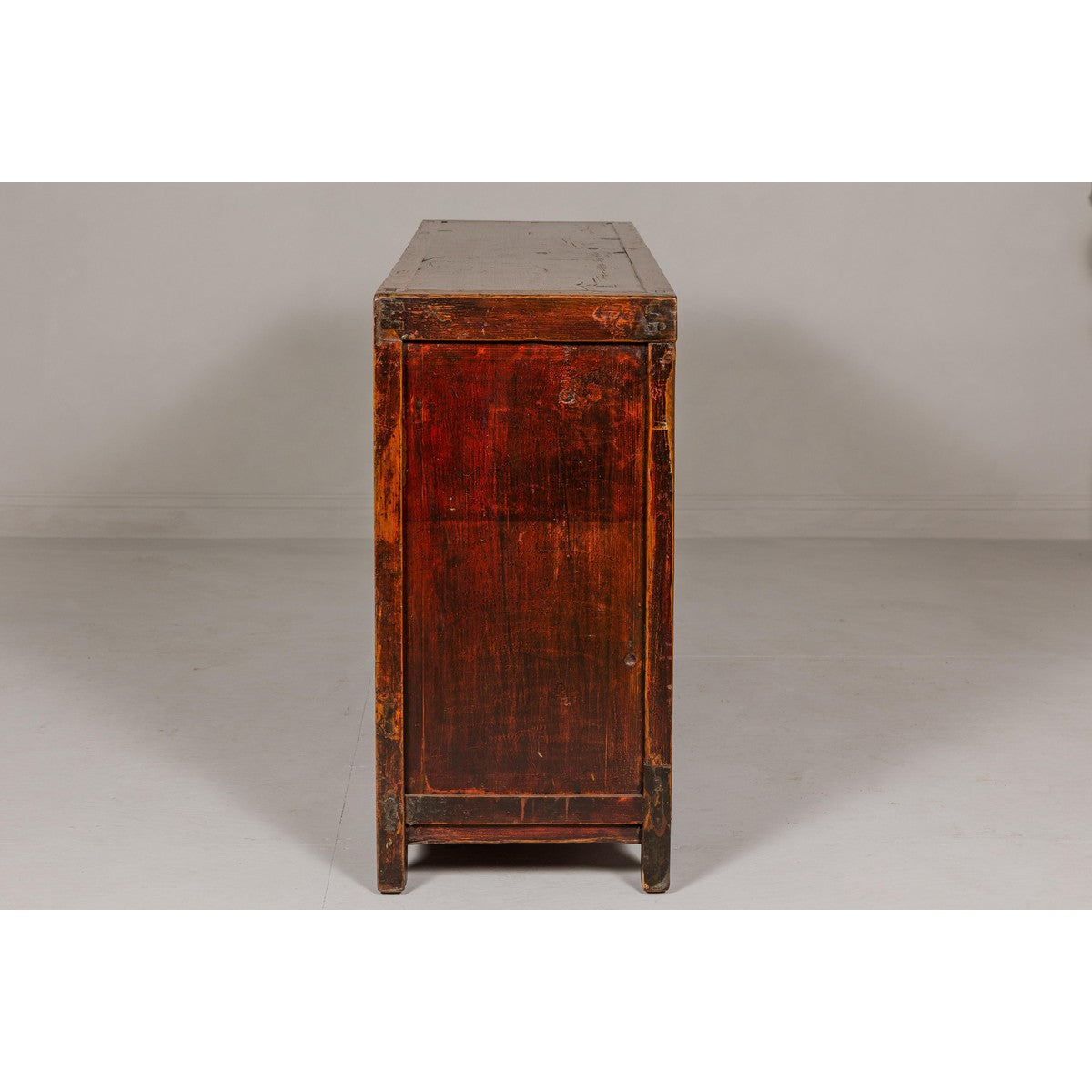 Qing Dynasty Painted Sideboard with Distressed Patina, Three Drawers, Two Doors-18. Asian & Chinese Furniture, Art, Antiques, Vintage Home Décor for sale at FEA Home