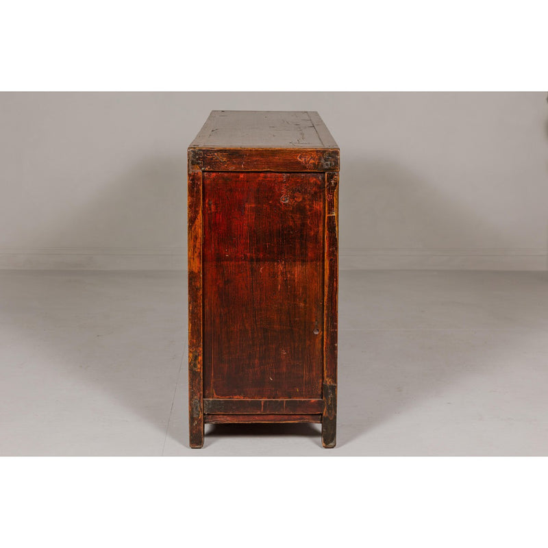 Qing Dynasty Painted Sideboard with Distressed Patina, Three Drawers, Two Doors-YN7994-18. Asian & Chinese Furniture, Art, Antiques, Vintage Home Décor for sale at FEA Home
