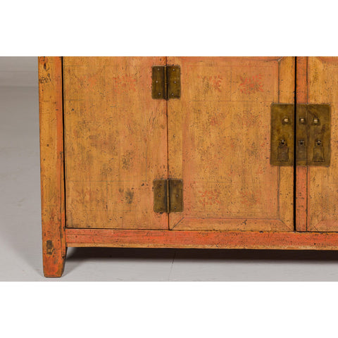 Qing Dynasty Painted Sideboard with Distressed Patina, Three Drawers, Two Doors-YN7994-8. Asian & Chinese Furniture, Art, Antiques, Vintage Home Décor for sale at FEA Home
