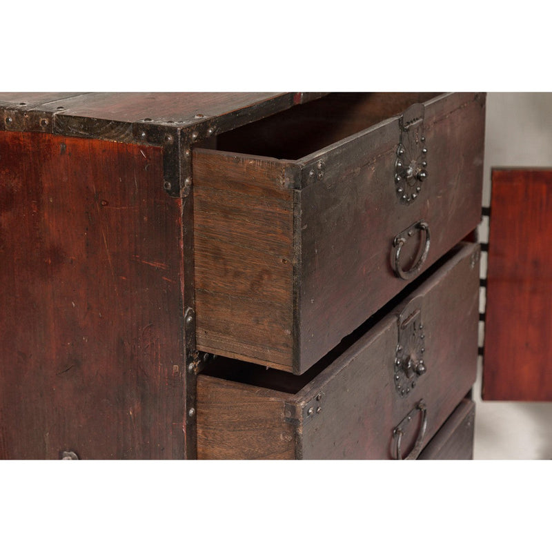 Meiji Period 19th Century Sendai Type Tansu Chest with Drawers and Safe-YN7995-15. Asian & Chinese Furniture, Art, Antiques, Vintage Home Décor for sale at FEA Home