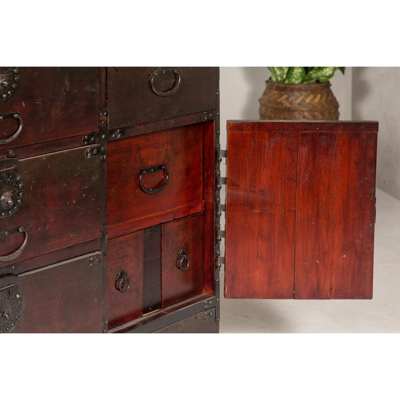 Meiji Period 19th Century Sendai Type Tansu Chest with Drawers and Safe-YN7995-16. Asian & Chinese Furniture, Art, Antiques, Vintage Home Décor for sale at FEA Home