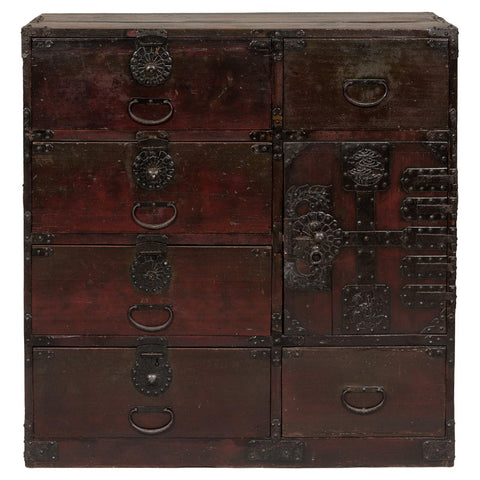 Meiji Period 19th Century Sendai Type Tansu Chest with Drawers and Safe-YN7995-1. Asian & Chinese Furniture, Art, Antiques, Vintage Home Décor for sale at FEA Home