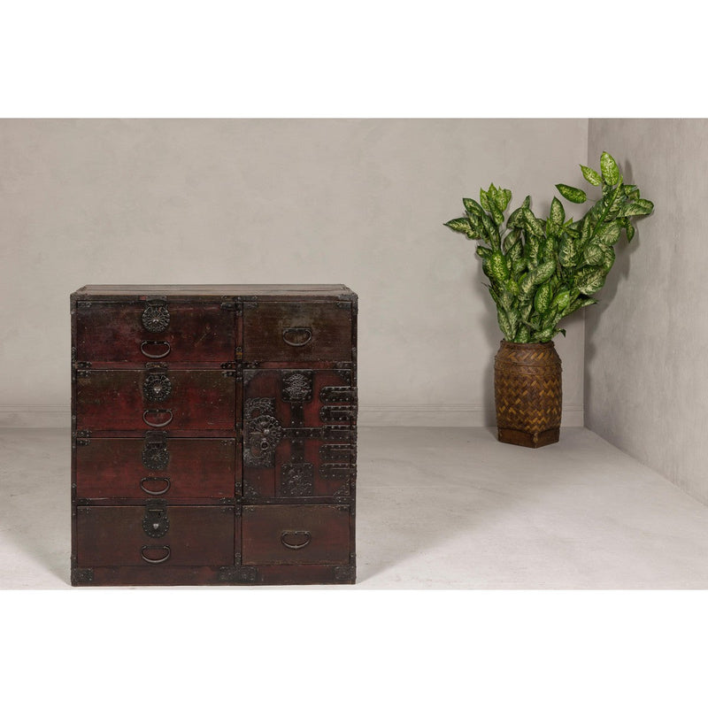 Meiji Period 19th Century Sendai Type Tansu Chest with Drawers and Safe-YN7995-4. Asian & Chinese Furniture, Art, Antiques, Vintage Home Décor for sale at FEA Home