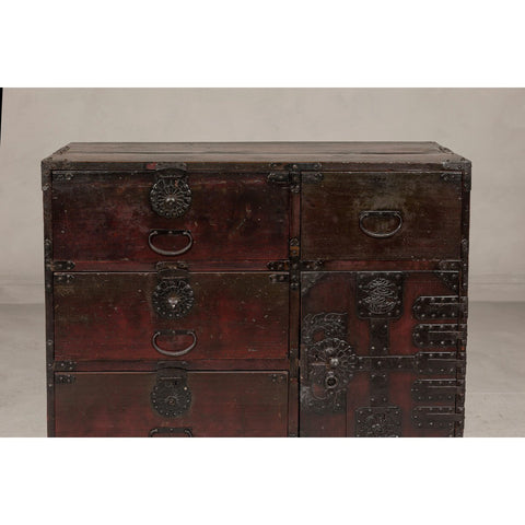 Meiji Period 19th Century Sendai Type Tansu Chest with Drawers and Safe-YN7995-5. Asian & Chinese Furniture, Art, Antiques, Vintage Home Décor for sale at FEA Home