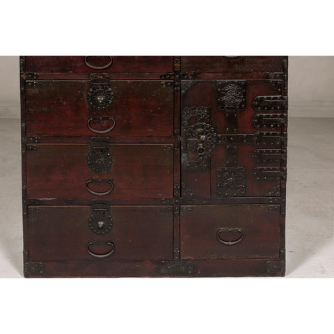 Meiji Period 19th Century Sendai Type Tansu Chest with Drawers and Safe-YN7995-6. Asian & Chinese Furniture, Art, Antiques, Vintage Home Décor for sale at FEA Home