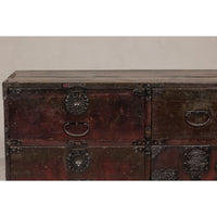 Meiji Period 19th Century Sendai Type Tansu Chest with Drawers and Safe