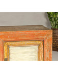 Country Style Painted Two-Door Buffet with Distressed Orange and Off-White Color-10. Asian & Chinese Furniture, Art, Antiques, Vintage Home Décor for sale at FEA Home