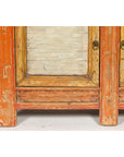 Country Style Painted Two-Door Buffet with Distressed Orange and Off-White Color-12. Asian & Chinese Furniture, Art, Antiques, Vintage Home Décor for sale at FEA Home