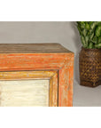 Country Style Painted Two-Door Buffet with Distressed Orange and Off-White Color-15. Asian & Chinese Furniture, Art, Antiques, Vintage Home Décor for sale at FEA Home