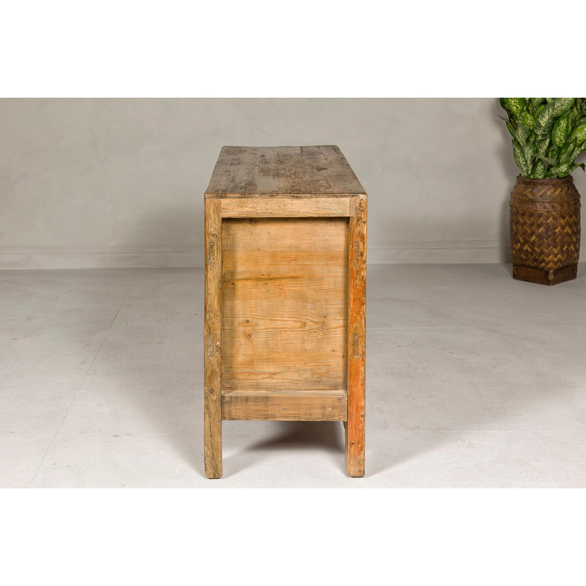 Country Style Painted Two-Door Buffet with Distressed Orange and Off-White Color-16. Asian & Chinese Furniture, Art, Antiques, Vintage Home Décor for sale at FEA Home
