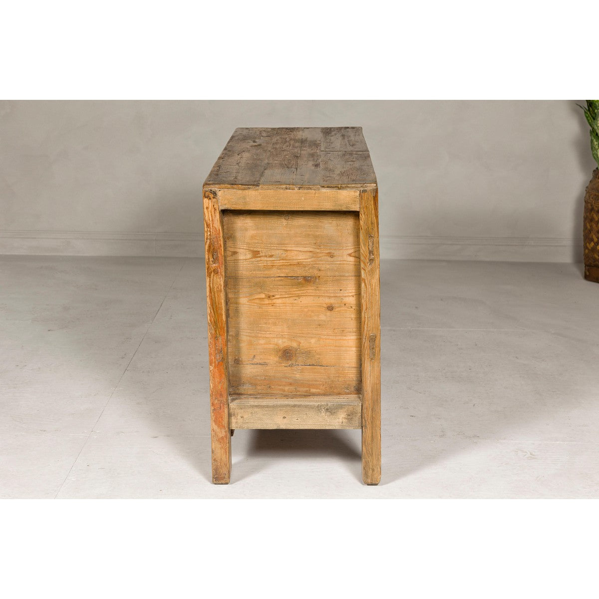Country Style Painted Two-Door Buffet with Distressed Orange and Off-White Color-19. Asian & Chinese Furniture, Art, Antiques, Vintage Home Décor for sale at FEA Home