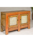 Country Style Painted Two-Door Buffet with Distressed Orange and Off-White Color-5. Asian & Chinese Furniture, Art, Antiques, Vintage Home Décor for sale at FEA Home