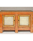 Country Style Painted Two-Door Buffet with Distressed Orange and Off-White Color-6. Asian & Chinese Furniture, Art, Antiques, Vintage Home Décor for sale at FEA Home