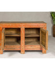 Country Style Painted Two-Door Buffet with Distressed Orange and Off-White Color-7. Asian & Chinese Furniture, Art, Antiques, Vintage Home Décor for sale at FEA Home