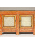 Country Style Painted Two-Door Buffet with Distressed Orange and Off-White Color-8. Asian & Chinese Furniture, Art, Antiques, Vintage Home Décor for sale at FEA Home